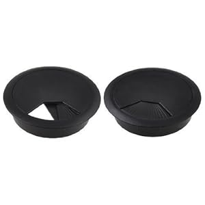 Desktop Computer Plastic Black 80mm Dia Grommet Cable Hole Covers 2pcs