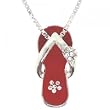 Solid Silver Pendant Necklace Enamel Sandal Red 16in