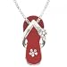 Red Enamel Pendant Necklace in 925 Sterling Silver Flower Sandal - 16 Inch