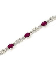 14kt Yellow Gold Oval Ruby and Diamond Bracelet