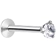 16 Gauge Clear 3mm Gem Internally Threaded Labret Monroe Tragus
