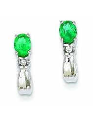 0.8 Carat 14K White Gold Diamond & Emerald Earrings