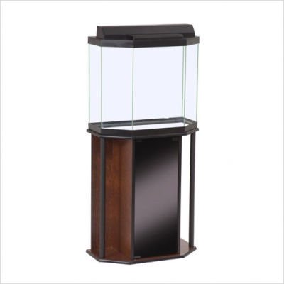 Marineland 23 Gallon Flat Back Hexagon Aquarium Ensemble with Calypso Stand in Burlwood Finish
