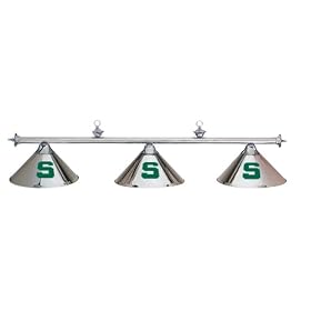 Michigan State MSU Spartans 3pc CHROME POOL TABLE LIGHT LAMP W  SHADES