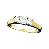 14K Yellow Gold .50 CTW Princess Cut 3 Stone Diamond Ring
