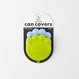Blue and Green Dog Cat Food Pet Can Top Cover Lid Set of 2 Storage Kitchen Fresh Leftovers Paw