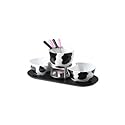 Mastrad Ceramic Fondue Dipping Dish Set, Cow Design