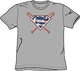 Superman Youth Size CROSSED BASEBALL BATS Kids Gray T-shirt Tee