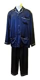 Apparel : Sirisha Men's Classic Satin Silk Pajamas, G2, Midnight Blue