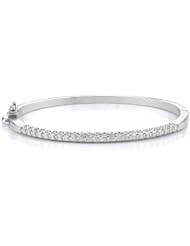 14K White gold 1.7cttw Unique Bezel Set Round Diamond Bangle