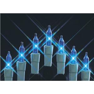 Set of 100 String to String Blue Super bright Christmas Lights With Green Wire by Kalron Inc