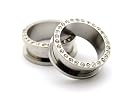 Steel Cz Screw on Tunnels - 9/16 Inch - 14mm - Sold As a Pair