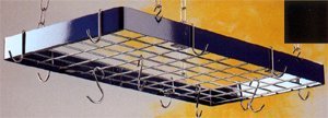 Gourmet Rectangular Black Metal with Chrome Pot Rack