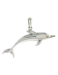 Sterling Silver Bottlenose Dolphin Pendant Flawless Quality, 1 inch (25 mm) tall