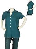 Womens Plus Size Button Front Linen V-Neck Blouse