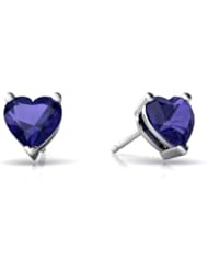 Created Sapphire 14kt White Gold Stud Earrings
