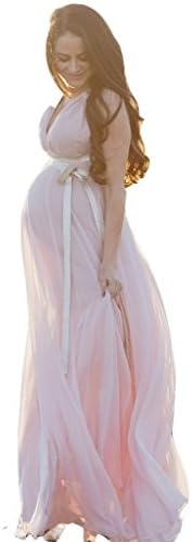 Fashionbridal Women's V Neck Empire Chiffon Maternity Wedding Dresses White 22 Plus