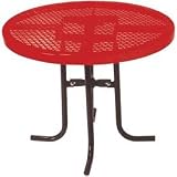 30" High Food Court Round Table, Diamond 36"Diameter - Red