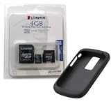 Combo of Black Silicone Skin Cover Case and Kingston 4GB microSDHC Class 4 Memory Card with miniSD, SD Adapter for Blackberry Bold 9000