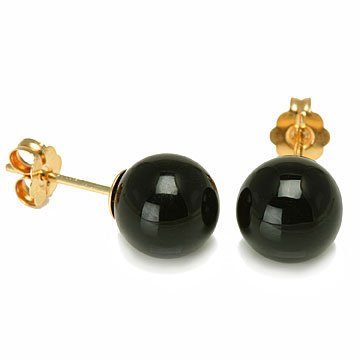 31 BMJnTcKL 6mm 14K Yellow Gold Black Onyx Round Ball Stud Earrings