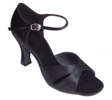 Wedding Shoes: Black Satin MICHELLE 2.5 Heel - Latin Dancing Shoe-FeatherLite Wedding Shoes-FeatherLite Wedding Shoes: Black Satin MICHELLE 2.5 Heel - Latin Dancing Shoe