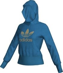 Adidas Damen Kapuzenpullover Trefoil, ruby blue mel./clear sand f16, 44, O57488