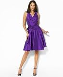 Lauren by Ralph Lauren Collared Dupioni-Silk Wrap Dress