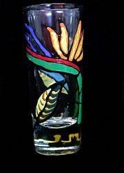 Bird of Paradise Design - Hand Painted - Collectible Shooter Glass - 1.5 oz.
