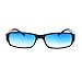 Black Small Rectangular Sunglasses Classic Narrow Blue Lens