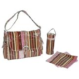 Laminated Buckle Bag - Multi Stripes Chocolate Pink