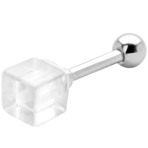 Silver 925 Clear 4mm Crystal Cube Cartilage Earring