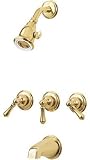 Price Pfister 01-81BP Polished Brass Savannah Triple Handle Tub and Shower Trim with Single Function Showerhead from the Savannah Series 01-81BP