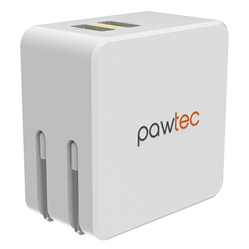 Pawtec Dual 2-Port Foldable Compact USB Travel Wall Charger 5V 4.2A / 21W Apple & Android Smart Circuit Optimized For iPhone, iPad, Galaxy, Smartphones, & Tablets with Storage Sleeve for iPhone 6s 6 / 6s 6 Plus / SE / iPad Pro / iPad Mini, iPod, LG, Samsung Galaxy S7 / Note 6 / Note 5, Power Banks (White)