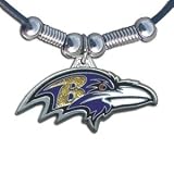 Baltimore Ravens Leather Necklace Beads & Pewter Pendant - NFL Football Fan Shop Sports Team Merchandise