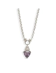 16" Rhodium Plated Purple CZ Necklace