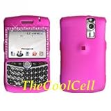 Fits BlackBerry Curve 8300 8310 8320 8330 Cell Phone Snap on Protector Faceplate Cover Housing Case - Hot Pink Rubber Feel White Diamond