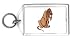 Keychain with sitting, brown, hound, pet, dog