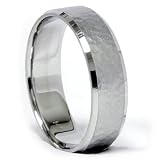 Very Popular Mens Hammered Beveled Comfort Fit 6mm Flat Wedding Ring Band 7-12