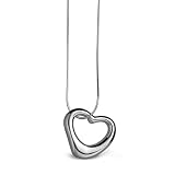 Open Sterling Silver Heart Pendant on Snake Chain