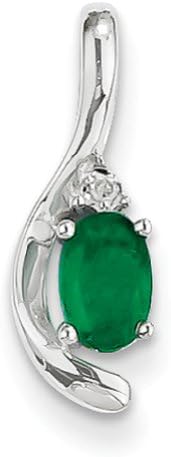 14k White Gold Genuine Emerald Diamond pendant, Lovely Pendants for Necklace, Women Jewelry