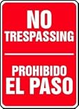 No Trespassing (Bilingual) 14 x 10 Adhesive Dura-Vinyl Sign