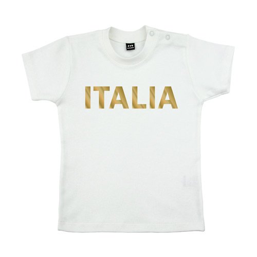 Baby – Kleinkinder T-Shirt – Italia Italien – Textil white / Motiv gold Gr. 12-18 Monate
