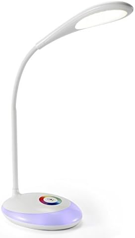 Living Colors LED Desk Lamp, Despert Table lamps,3-Level Adjustable Brightness, 256 Colors Changing Base, Touch Control Panel, Eye-Protection, USB 5V/2A Charging Adapter, White