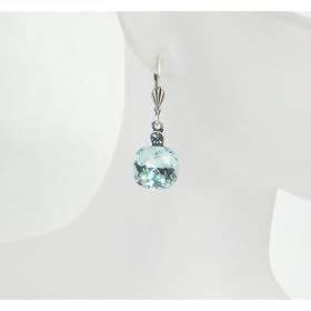 Ladies nugget drop earring - aquamarine by 