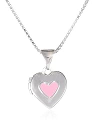 Sterling Silver Pink Cool Enamel Locket Pendant Necklace, 18"