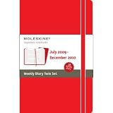 Twin Set RED Notebook Moleskine weekly planner Book 2010 calendar