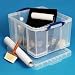 Really Useful 42C Kunststoff-Aufbewahrungsbox (leicht, robust, stapelbar, 42 Liter, BxTxH 440 x 520 x 310 mm) transparent