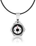 Forzieri Stainless Steel Compass Pendant w/Rubber Necklace