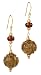 Treasures of Asia Carved Serpentine and Smooth Carnelian Bead Drop Earrings
