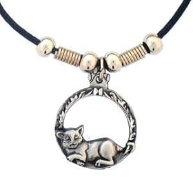 Earth Spirit Necklace - Cat in Circle - Earth Spirit Necklace